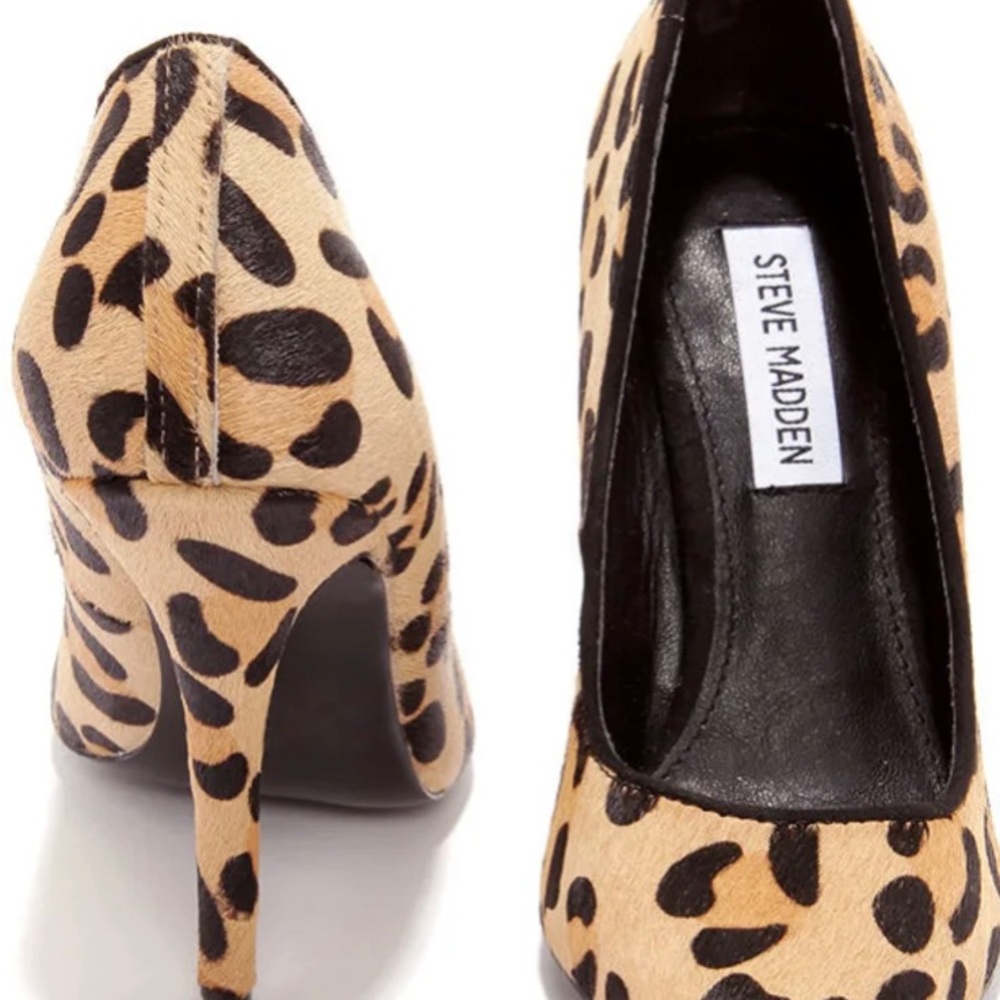 Steve Madden Gallery Leopard Pony Hair Pointed Pumps
